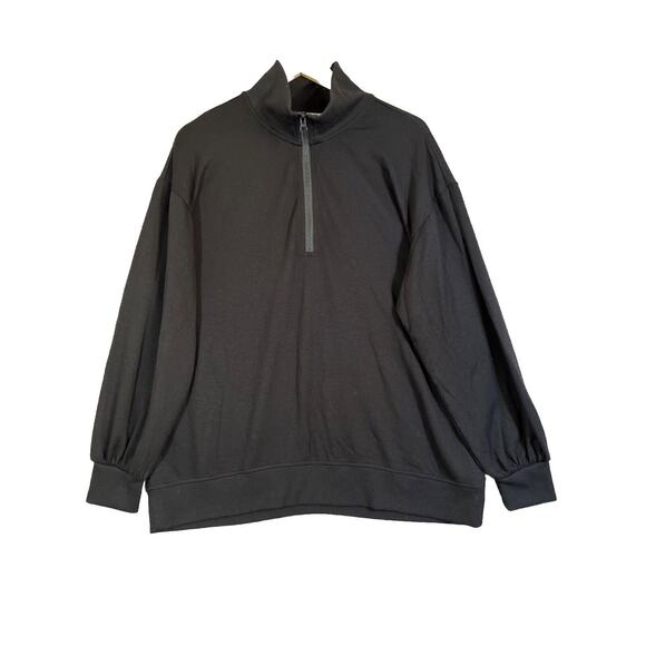 Three Dots Sweatshirt Womens XL Black Mock 1/4 Zip Pullover Sweater Soft Cozy - Picture 1 of 8